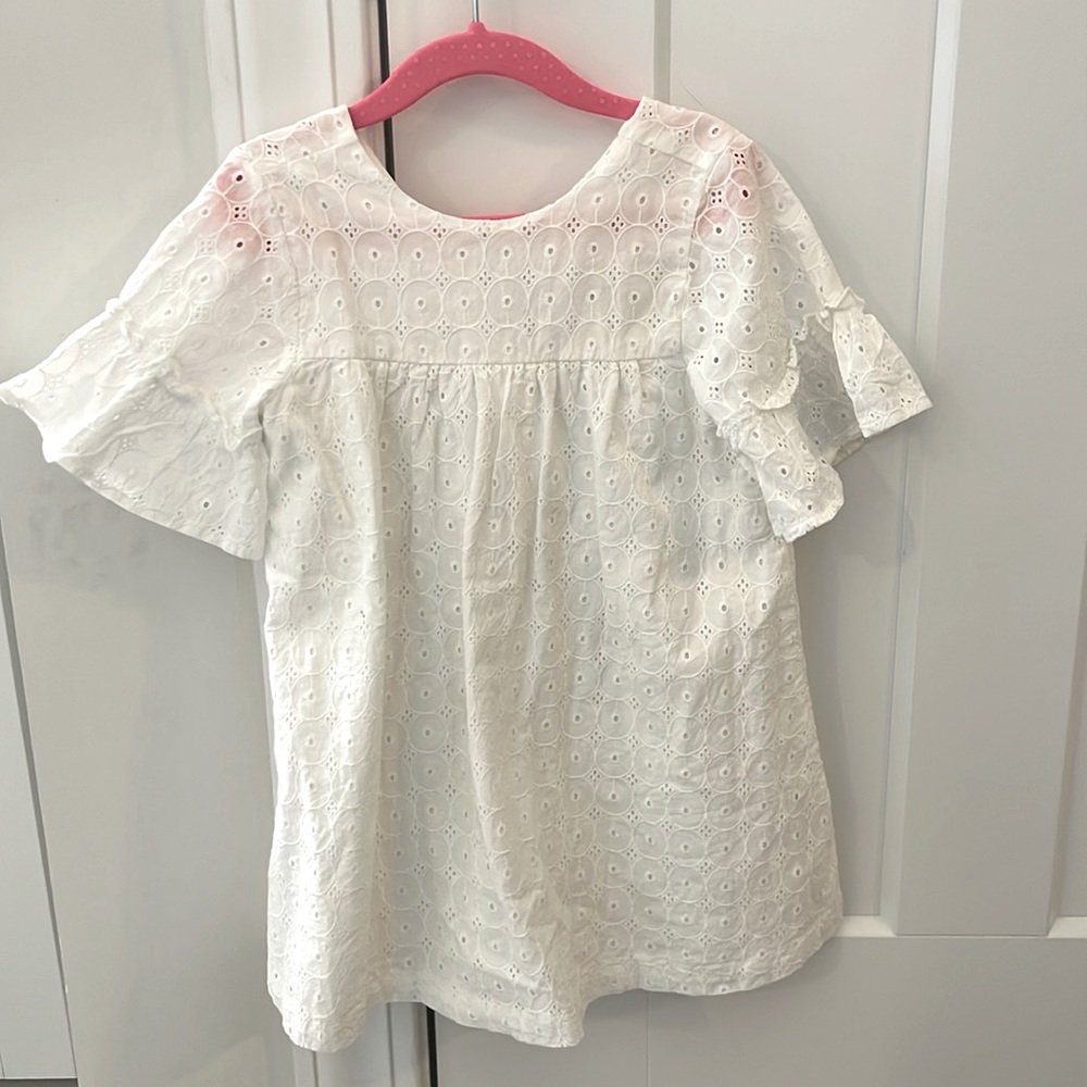 Hope & Henry Girls' Eyelet Shift Dress- size 3